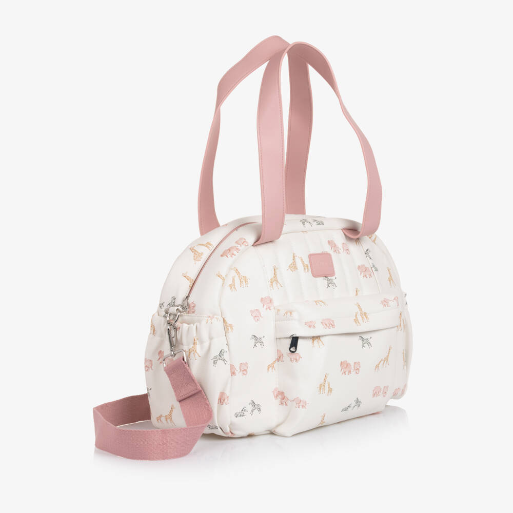 Mayoral Newborn-Ivory & Pink Safari Faux Leather Changing Bag (36cm) | Childrensalon Outlet