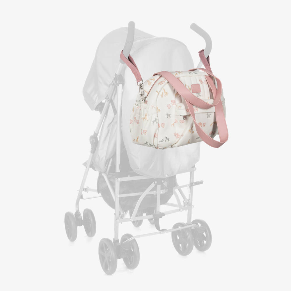 Mayoral Newborn-Ivory & Pink Safari Faux Leather Changing Bag (36cm) | Childrensalon Outlet