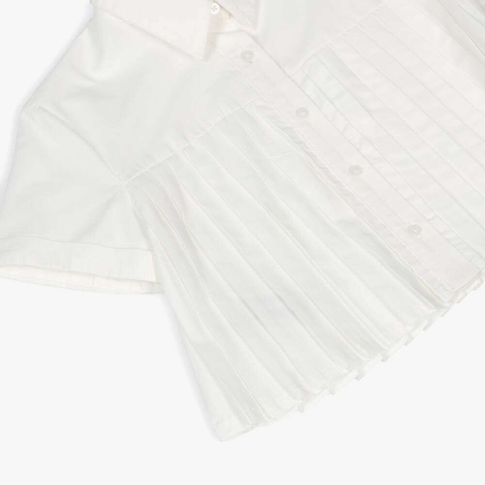 Mayoral-Ivory Pleated Girl's Top Delight | Childrensalon Outlet