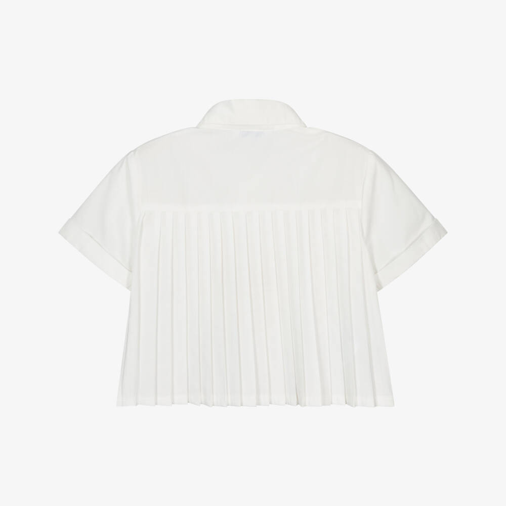Mayoral-Ivory Pleated Girl's Top Delight | Childrensalon Outlet