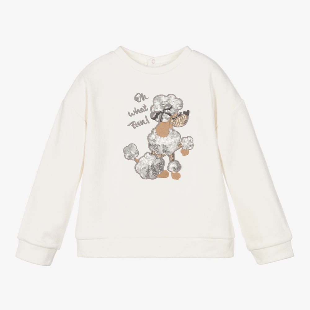 Mayoral - Ivory Poodle Cotton Sweatshirt | Childrensalon