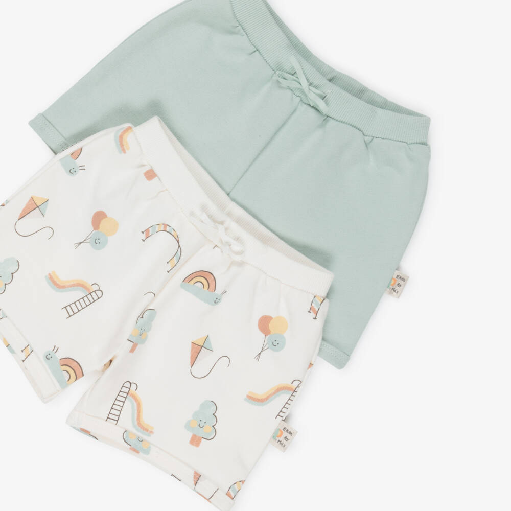 Mayoral Newborn-Ivory Print And Green Short 2pk | Childrensalon Outlet