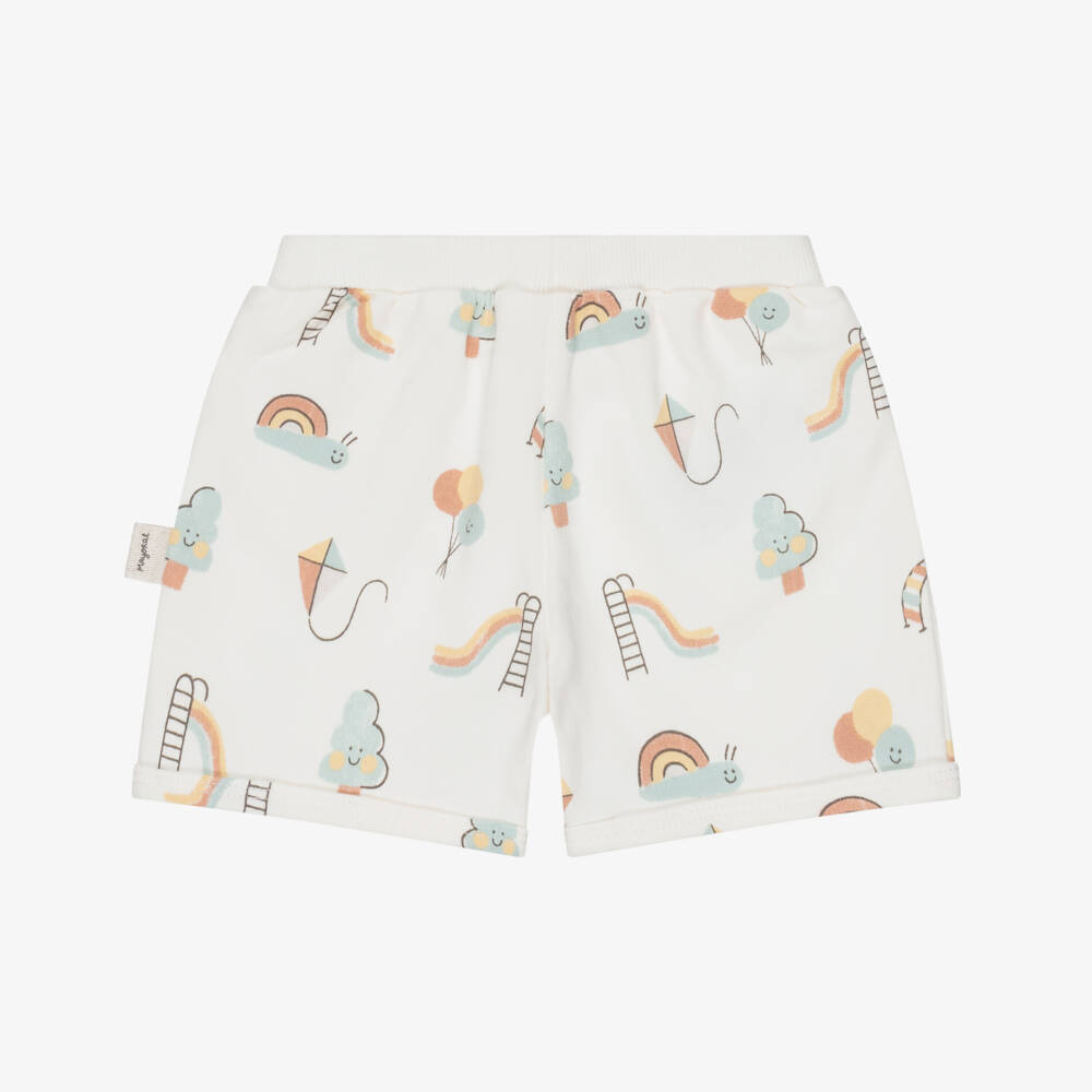 Mayoral Newborn-Ivory Print And Green Short 2pk | Childrensalon Outlet