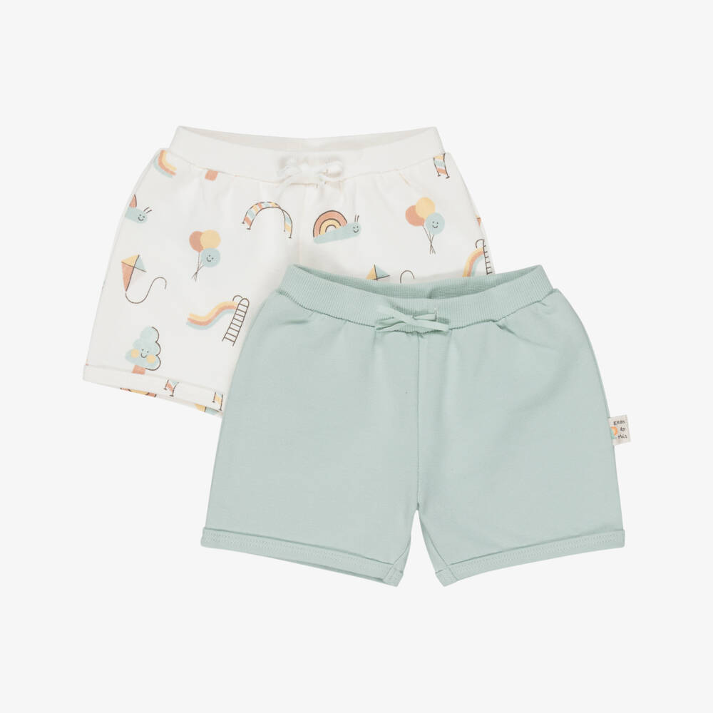 Mayoral Newborn-Ivory Print And Green Short 2pk | Childrensalon Outlet