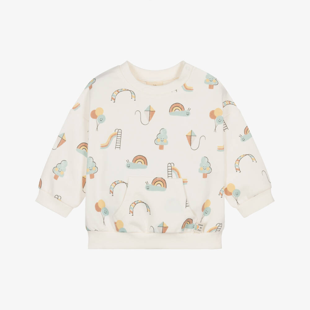 Mayoral Newborn-Ivory Print Sweatshirt | Childrensalon Outlet