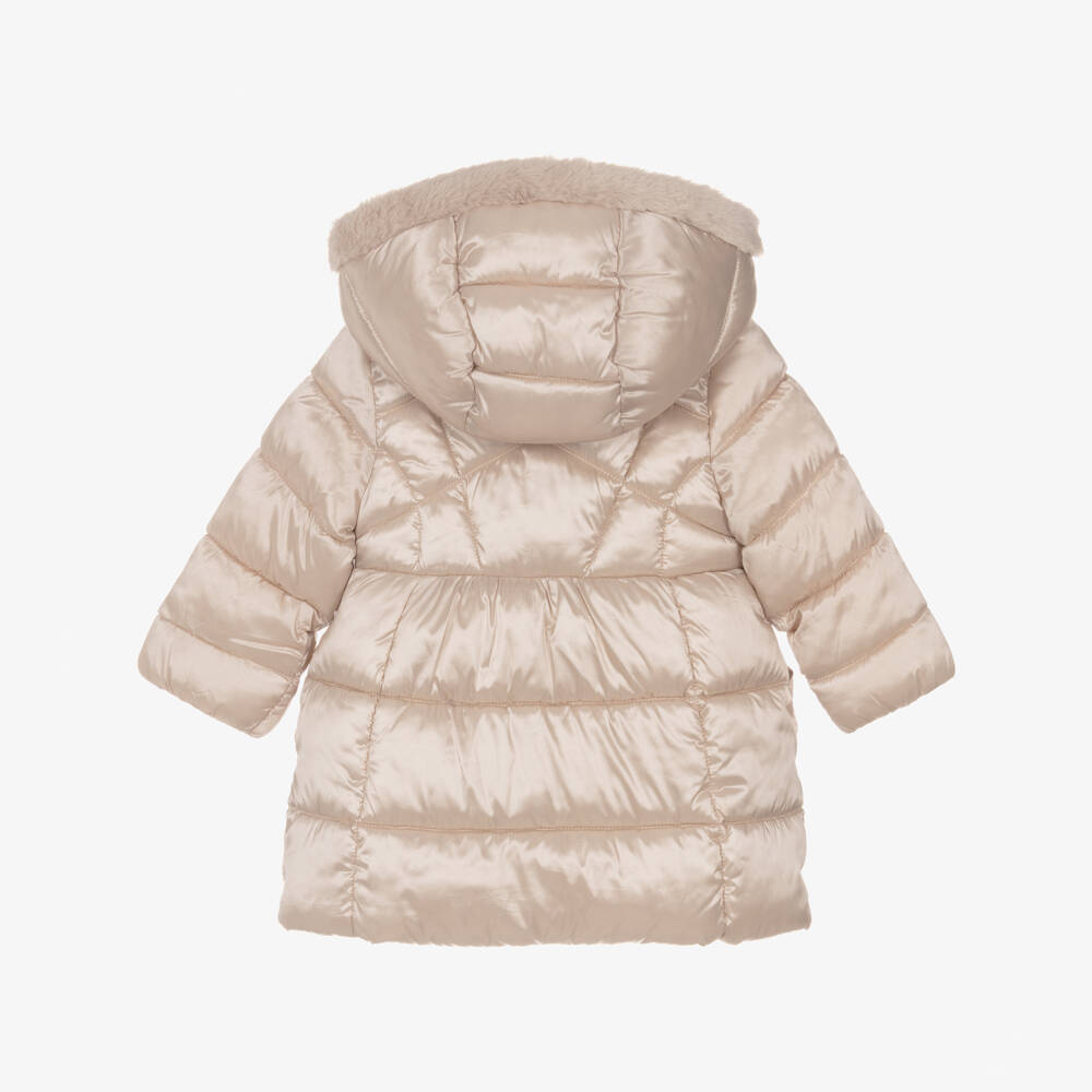 Mayoral-Ivory Puffer Faux Fur Coat | Childrensalon Outlet