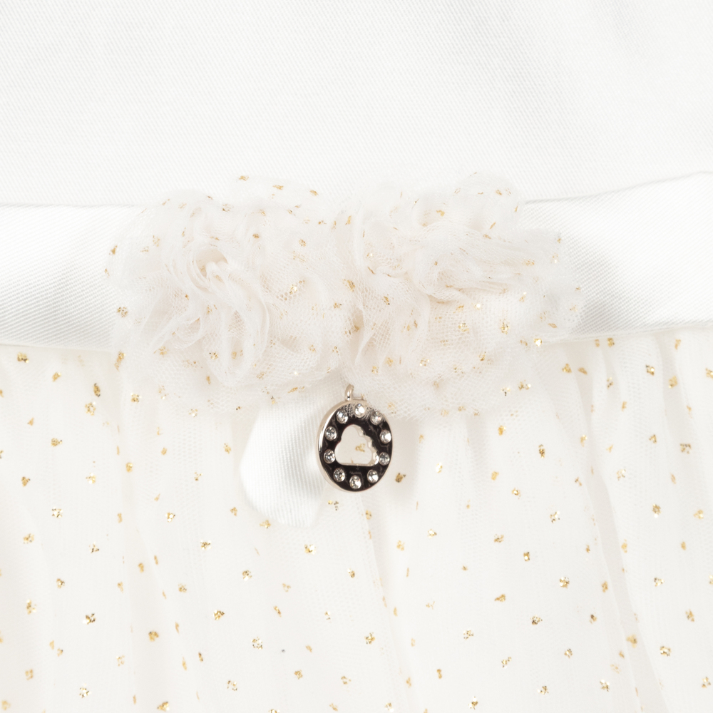 مايورال-فستان أطفال بناتي ساتان وتول لون عاجي وذهبي | Childrensalon Outlet