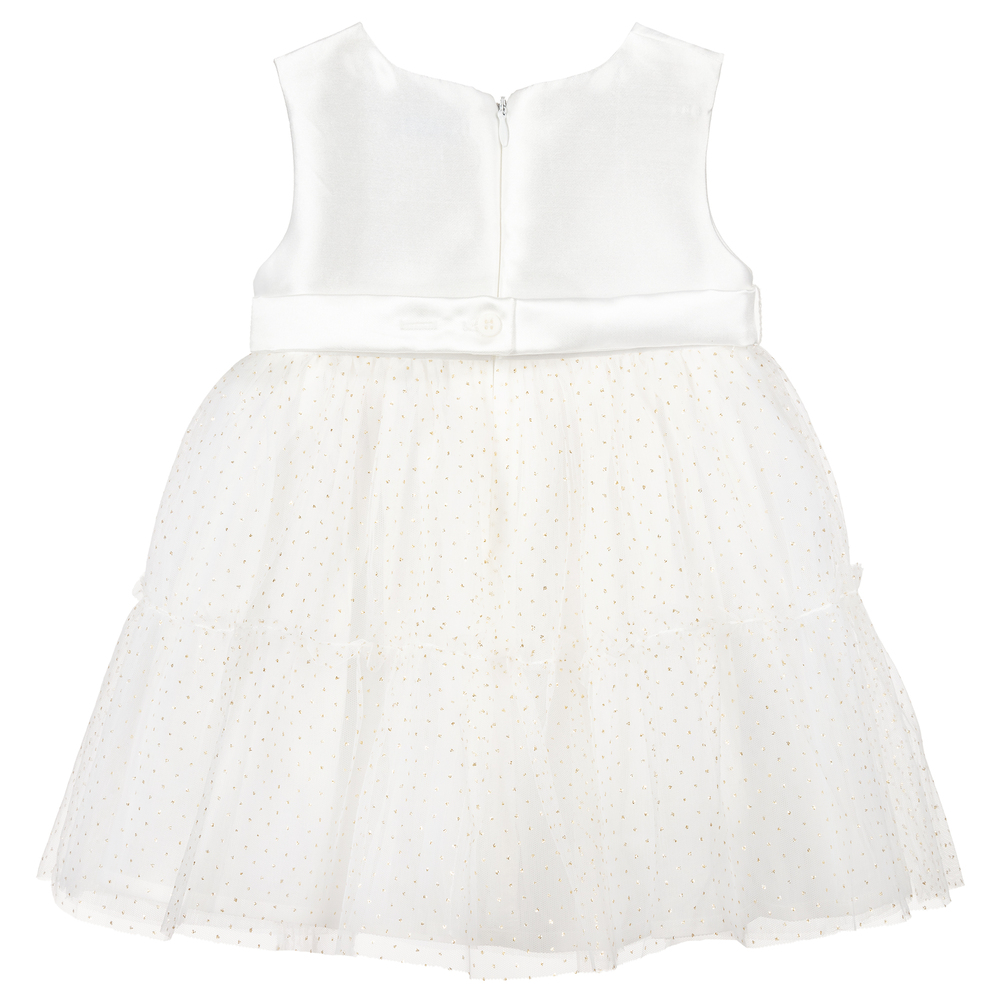 مايورال-فستان أطفال بناتي ساتان وتول لون عاجي وذهبي | Childrensalon Outlet