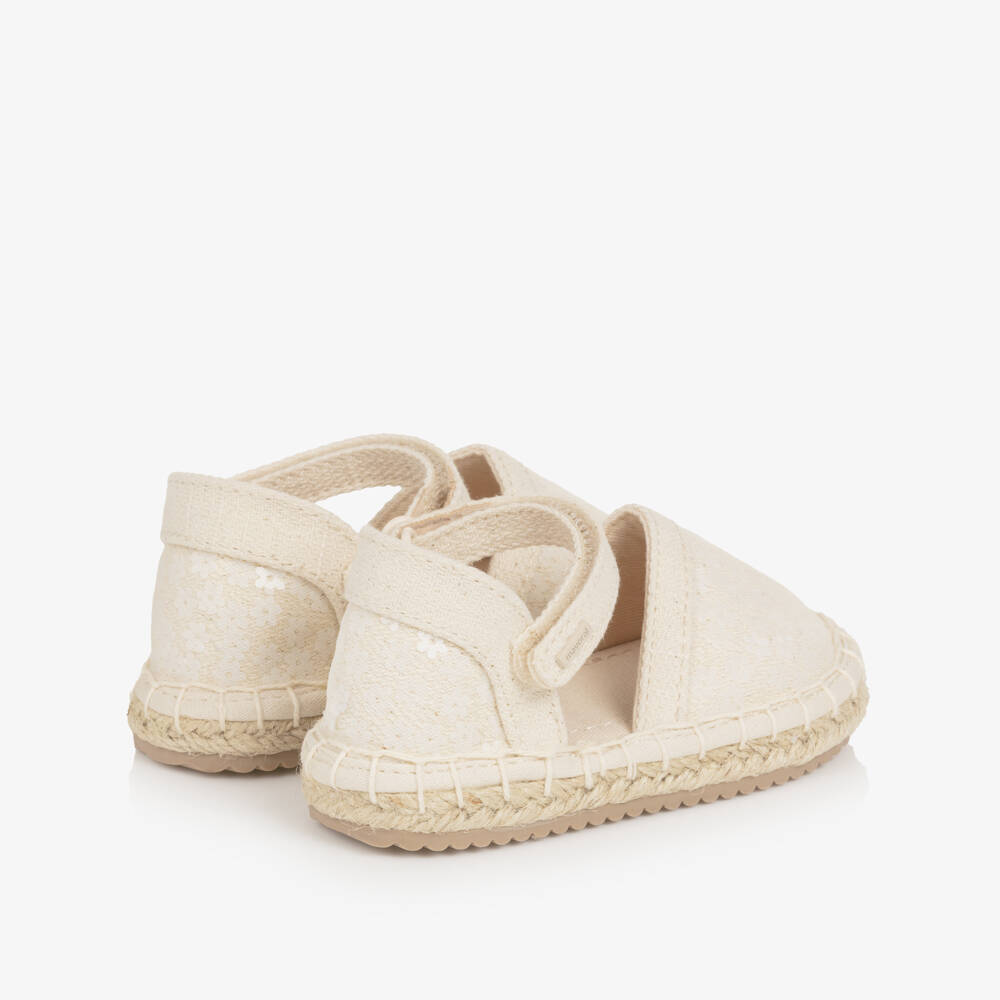 Mayoral-Ivory Sequin Flower Espadrilles | Childrensalon Outlet