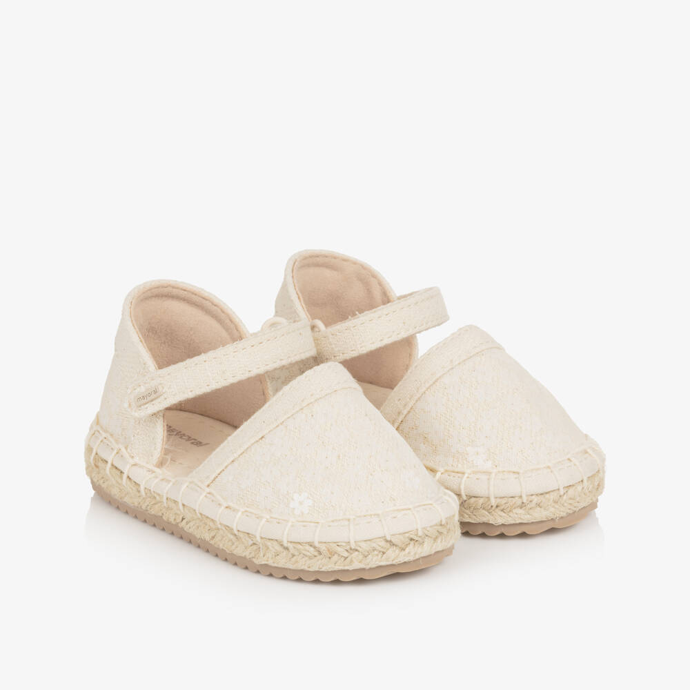 Mayoral-Ivory Sequin Flower Espadrilles | Childrensalon Outlet