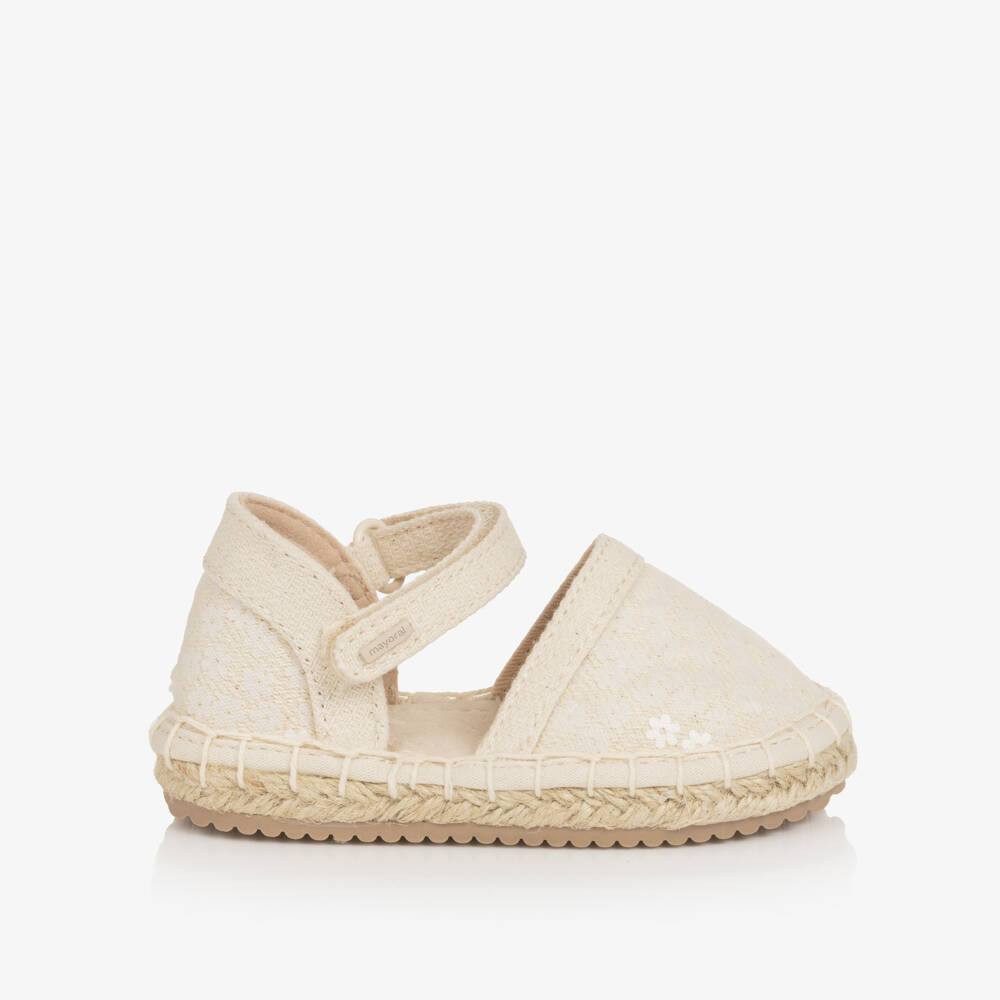 Mayoral-Ivory Sequin Flower Espadrilles | Childrensalon Outlet