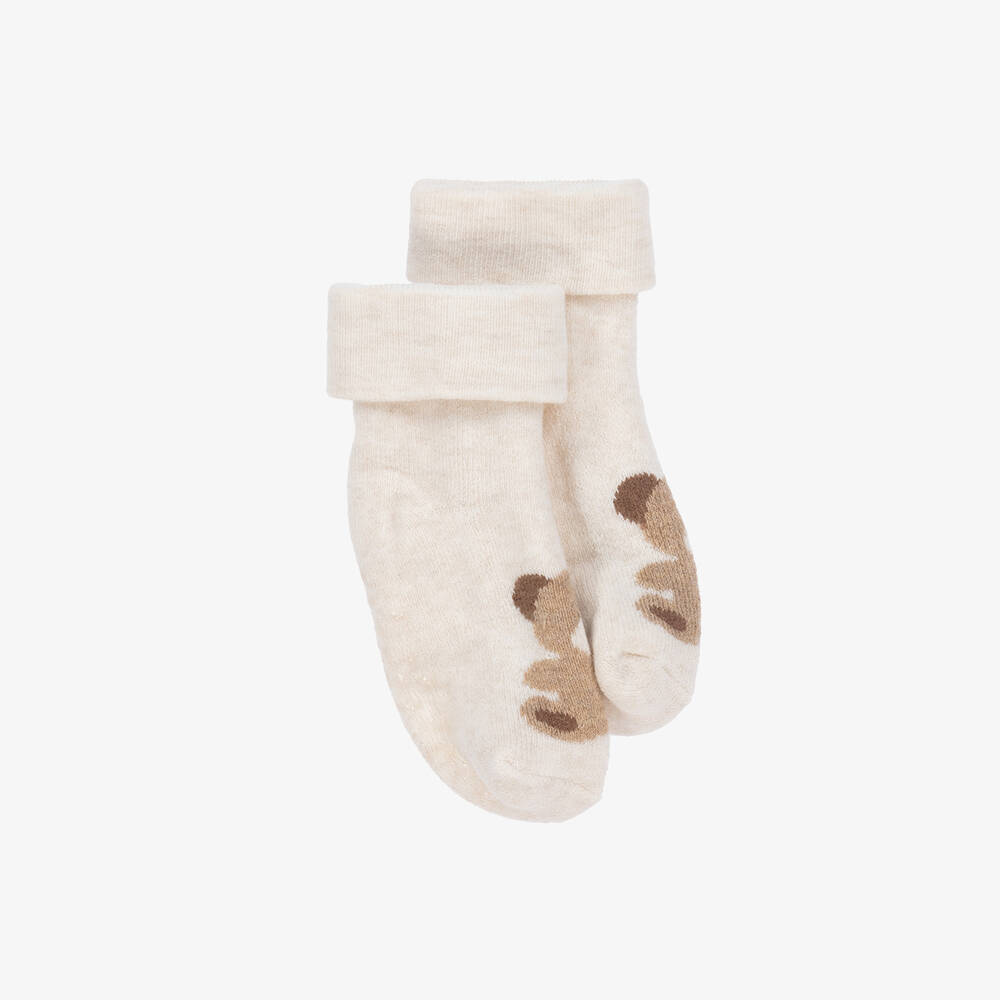 Mayoral - Ivory Teddy Bear Cotton Baby Socks | Childrensalon