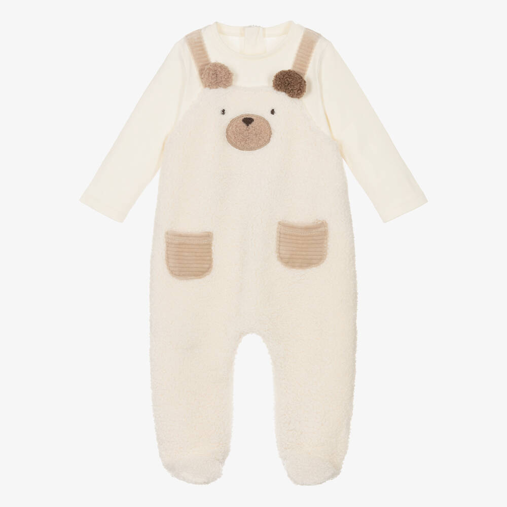 Mayoral - Ivory Teddy Fleece Babygrow | Childrensalon