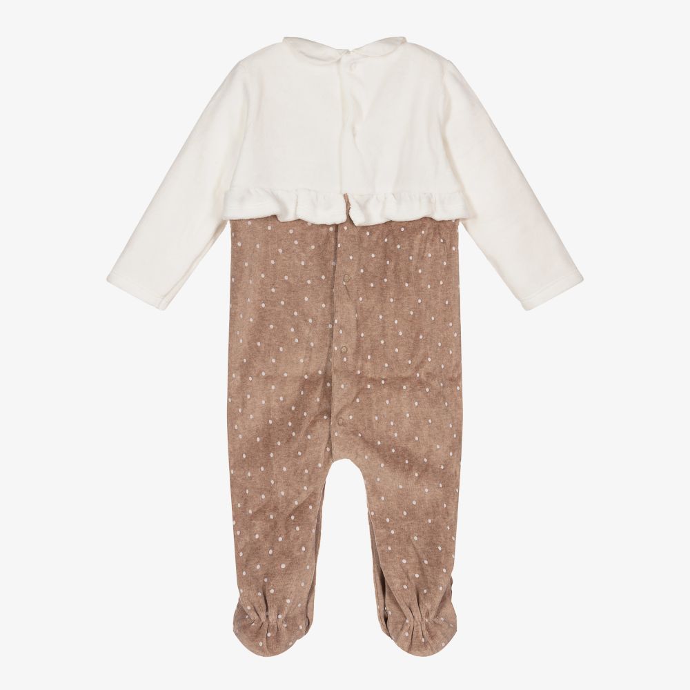 Mayoral Newborn-Ivory Teddy Velour Babygrow | Childrensalon Outlet