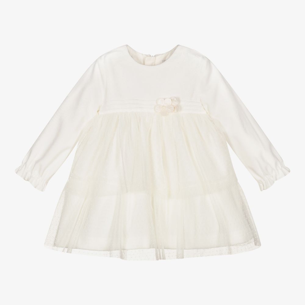 Mayoral Newborn - Ivory Velvet & Tulle Dress | Childrensalon