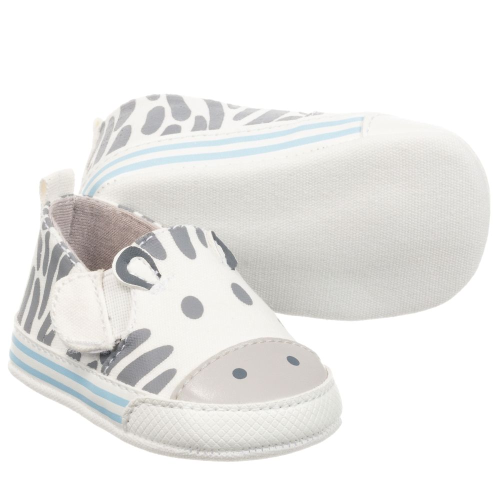 Mayoral Newborn - حذاء قماش و جلد إصطناعي لون عاجي للمواليد | Childrensalon