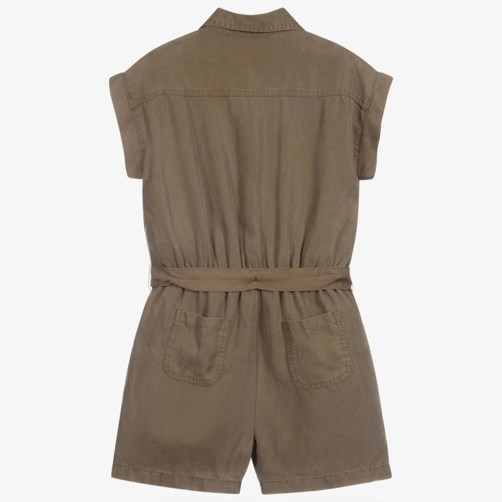 Mayoral-Khaki Green Lyocell Playsuit | Childrensalon Outlet