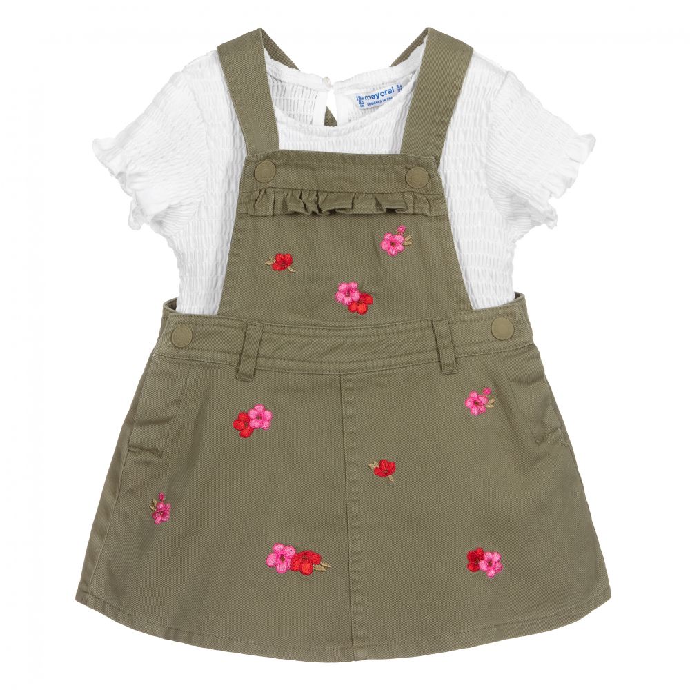 khaki pinafore