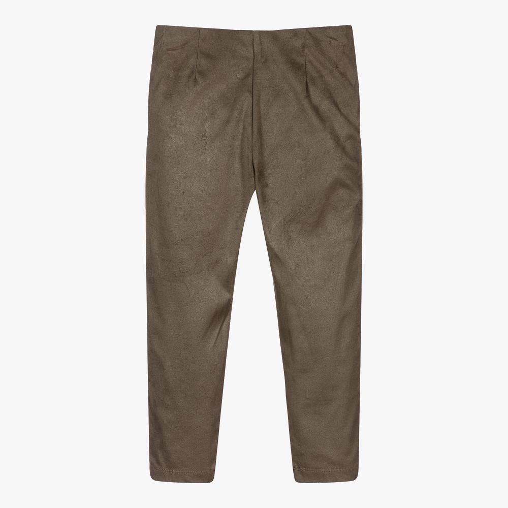 Mayoral-Khaki Green Suedette Leggings | Childrensalon Outlet