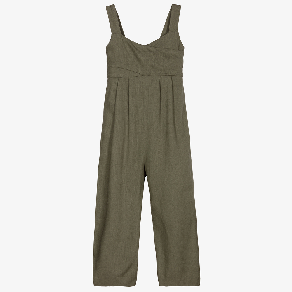 Mayoral - Khaki Green Viscose Jumpsuit | Childrensalon