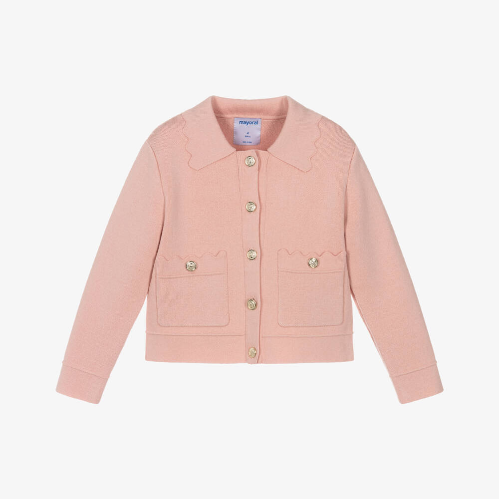 Mayoral-Knitted Jacket - Pink | Childrensalon Outlet