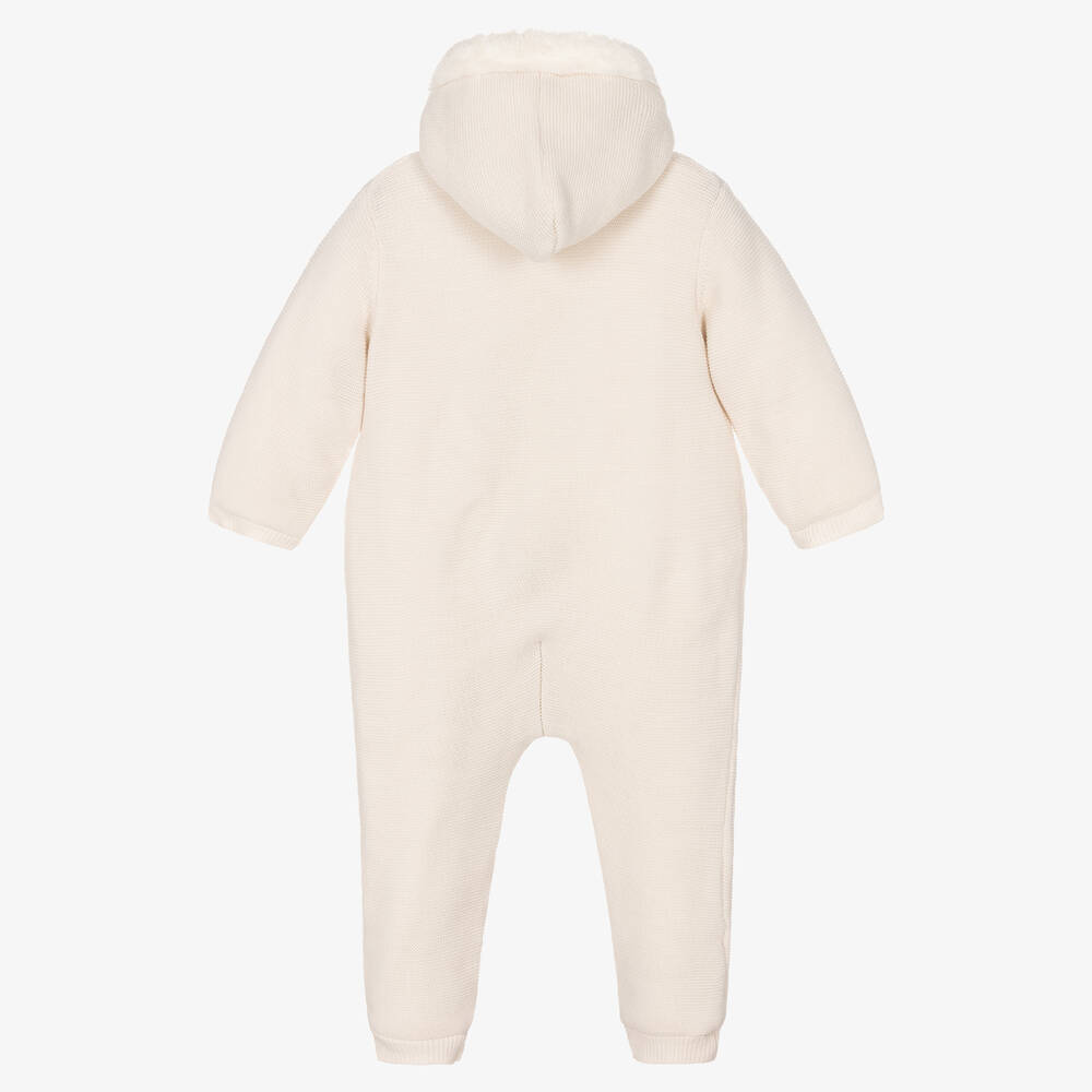 Mayoral Newborn-Light Beige Knitted Pramsuit | Childrensalon Outlet