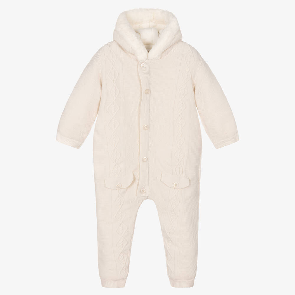 Mayoral Newborn - Combi-pilote beige clair en maille | Childrensalon