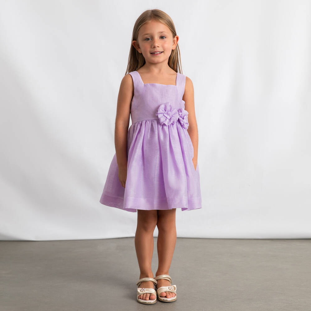 Mayoral-Lilac Flower Detail Dress | Childrensalon Outlet