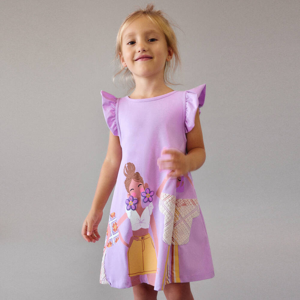 Mayoral-Lilac Graphic Dress | Childrensalon Outlet