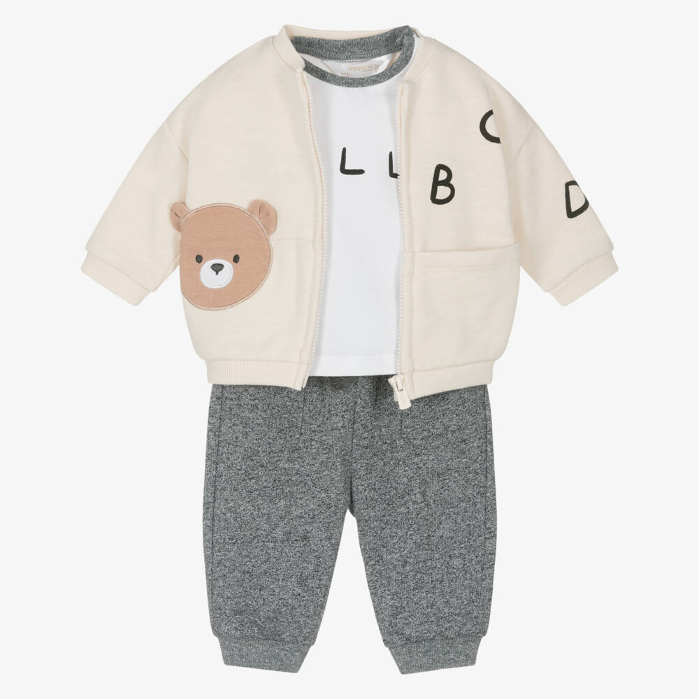 Mayoral Newborn-Little Boys Beige & Grey Jogger Ensemble | Childrensalon Outlet