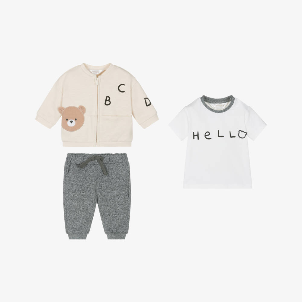 Mayoral Newborn-Little Boys Beige & Grey Jogger Ensemble | Childrensalon Outlet