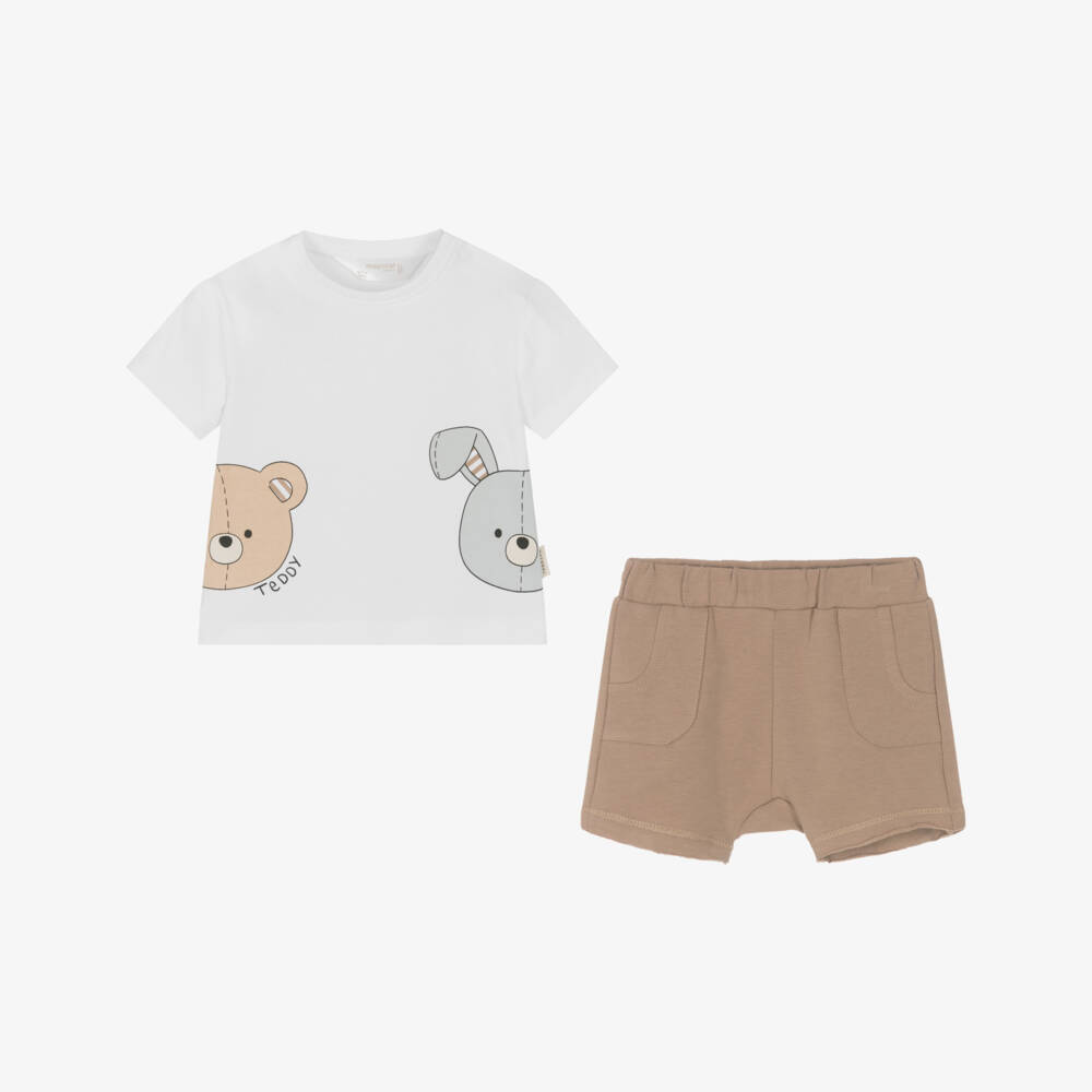 Mayoral Newborn-Little Boys Beige & White Playtime Ensemble | Childrensalon Outlet
