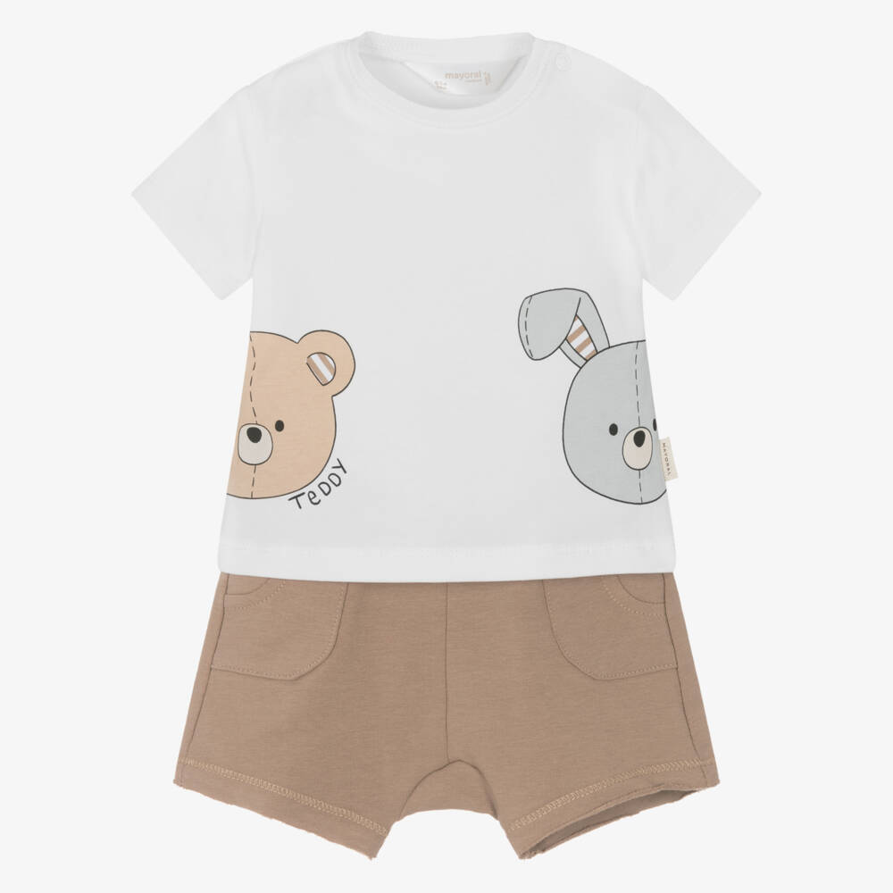 Mayoral Newborn-طقم لعب للأولاد الصغار باللون البيج والأبيض | Childrensalon Outlet