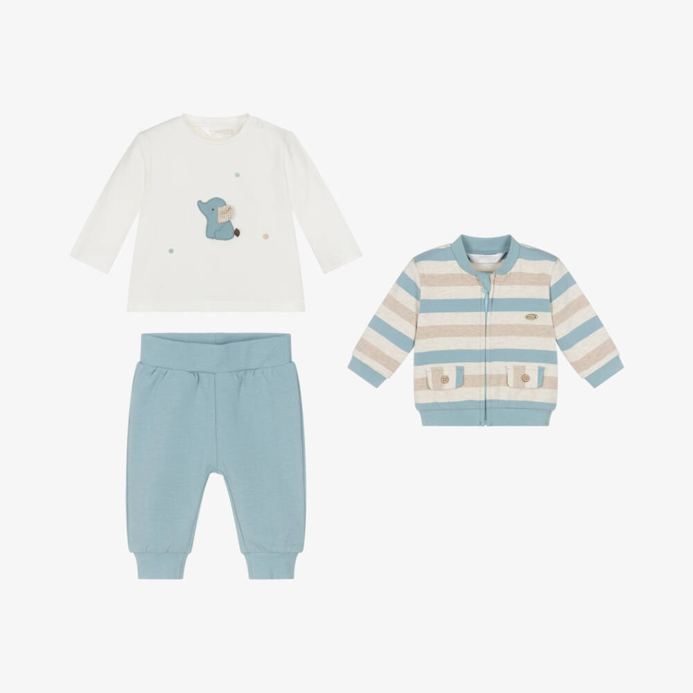 Mayoral Newborn-Little Boys Cozy Blue Tracksuit Ensemble | Childrensalon Outlet