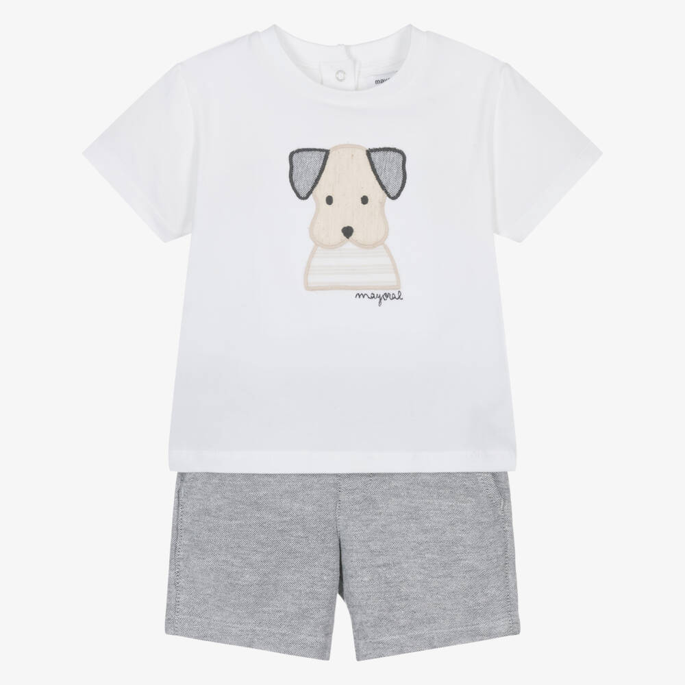 Mayoral-Little Boys Puppy Print Summer Duo | Childrensalon Outlet