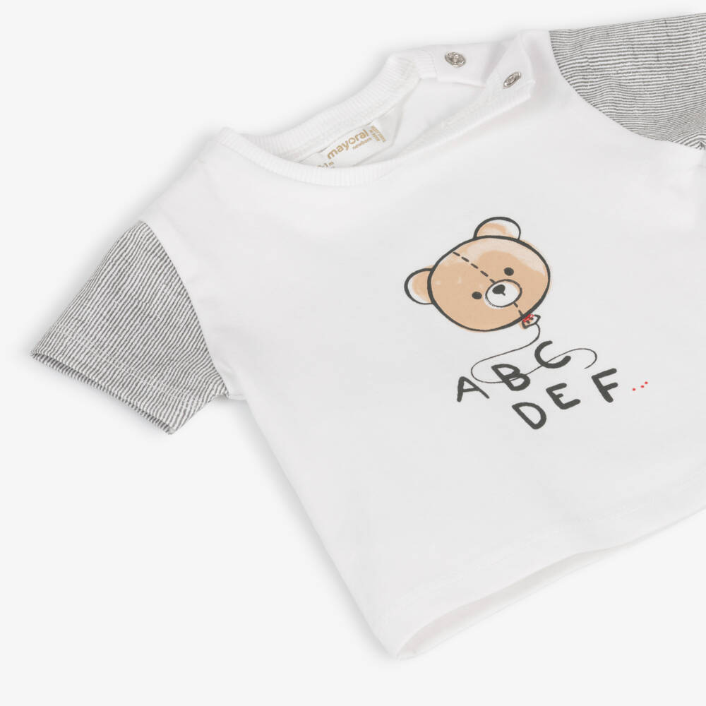 Mayoral Newborn-Little Boys White Teddy Top | Childrensalon Outlet