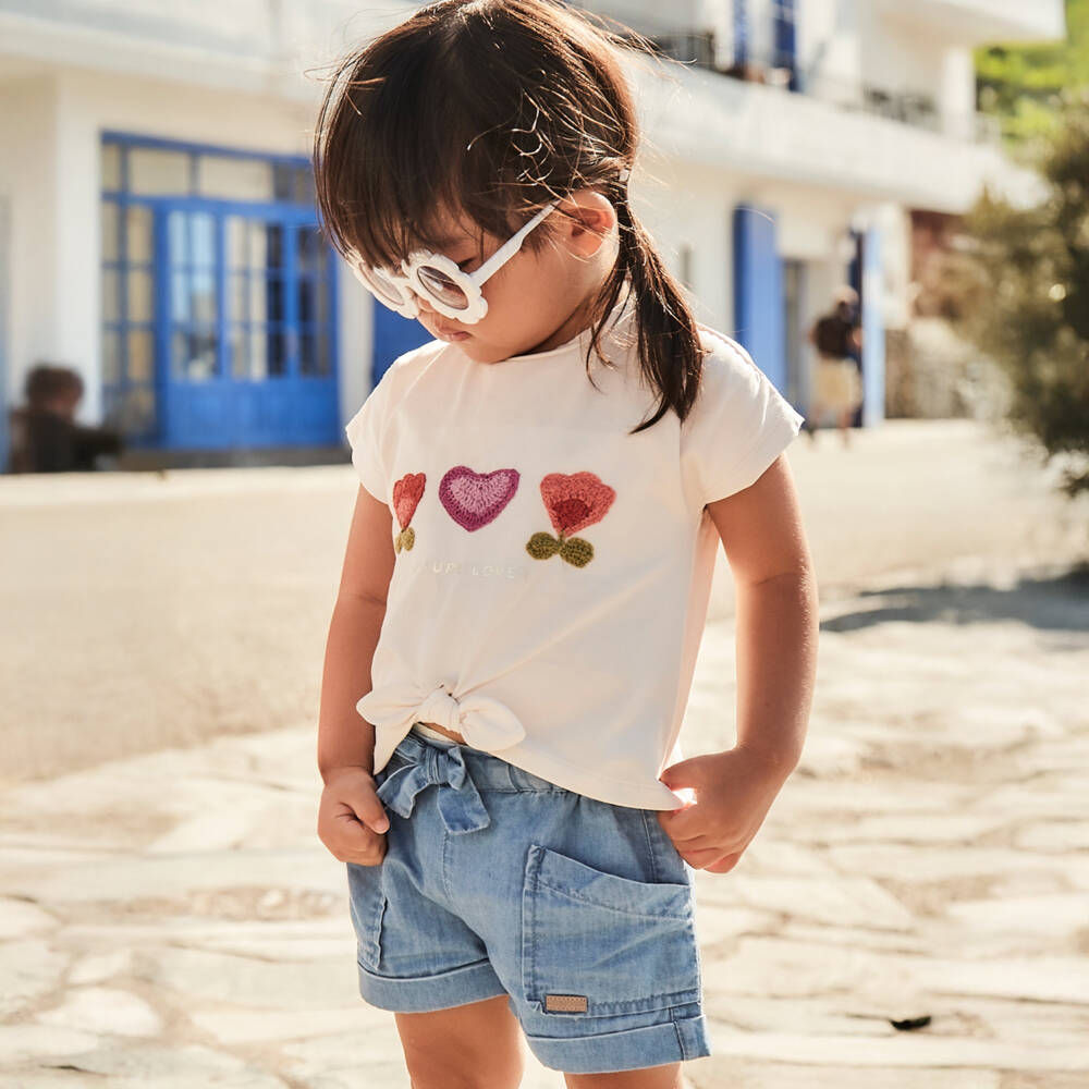 Mayoral-Little Girls Cozy Chambray Shorts | Childrensalon Outlet