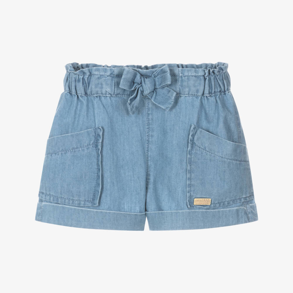 Mayoral-Little Girls Cozy Chambray Shorts | Childrensalon Outlet