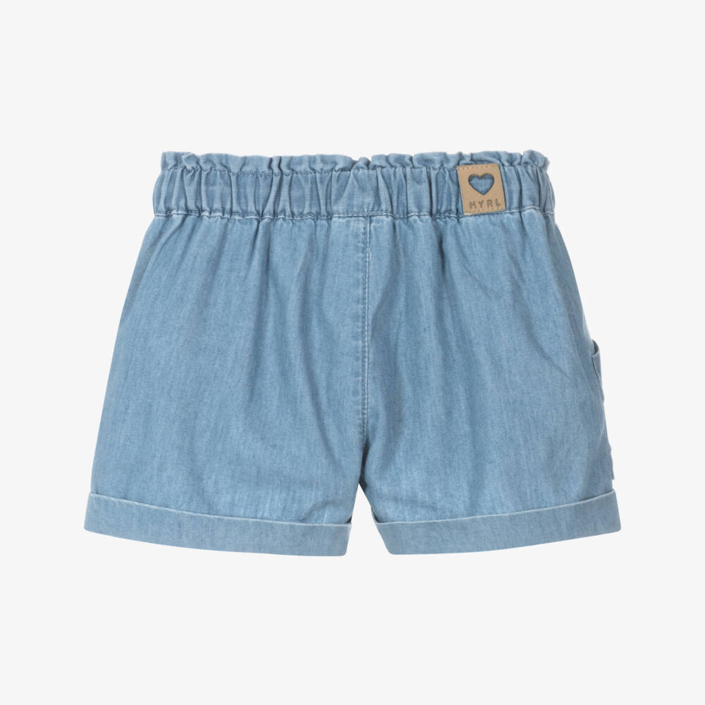 Mayoral-Little Girls Cozy Chambray Shorts | Childrensalon Outlet