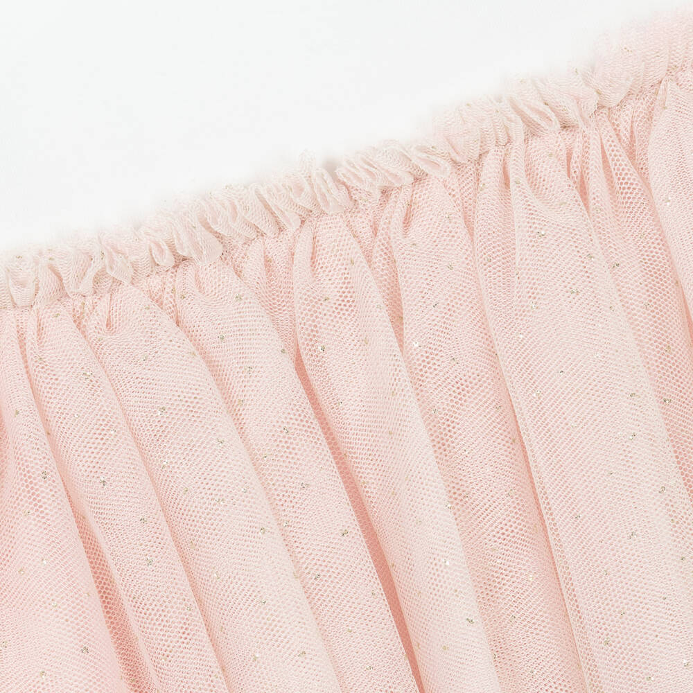 Mayoral-Little Girls Cream & Pink Tulle Gown | Childrensalon Outlet