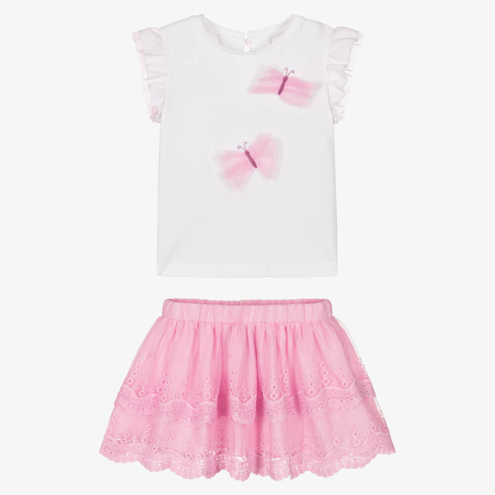 Mayoral-Little Girls Fluttering Pink Ensemble | Childrensalon Outlet