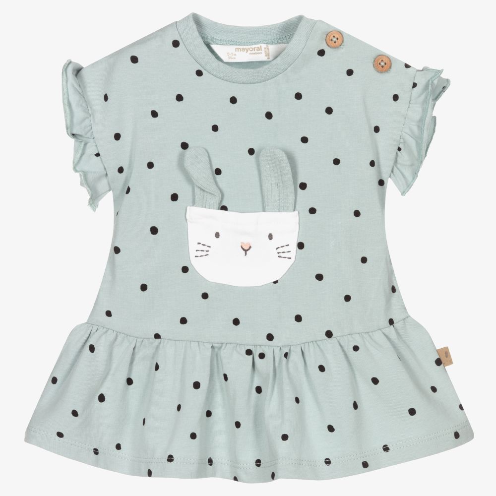 Mayoral Newborn - Мятно-зеленое платье с кроликом для малышей | Childrensalon