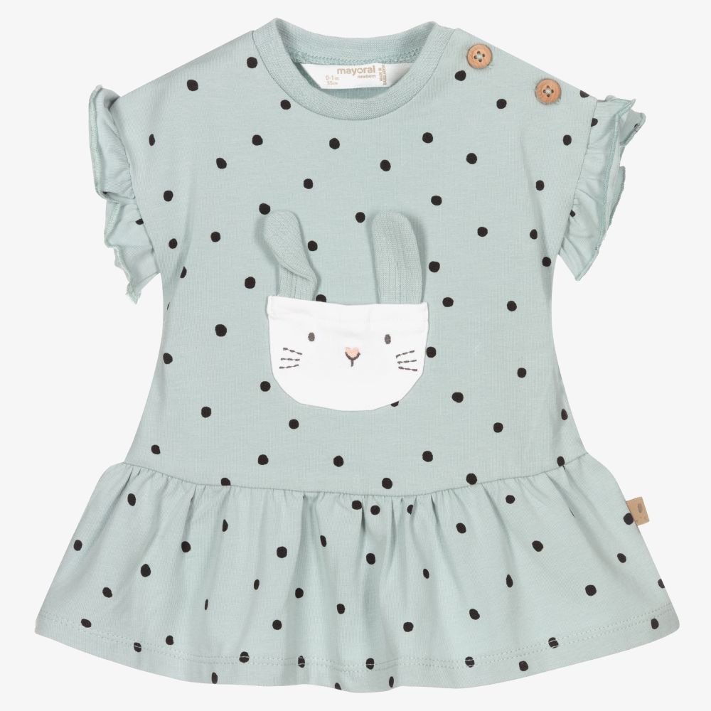 Mayoral Newborn Mint Green Bunny Baby Dress Childrensalon Outlet