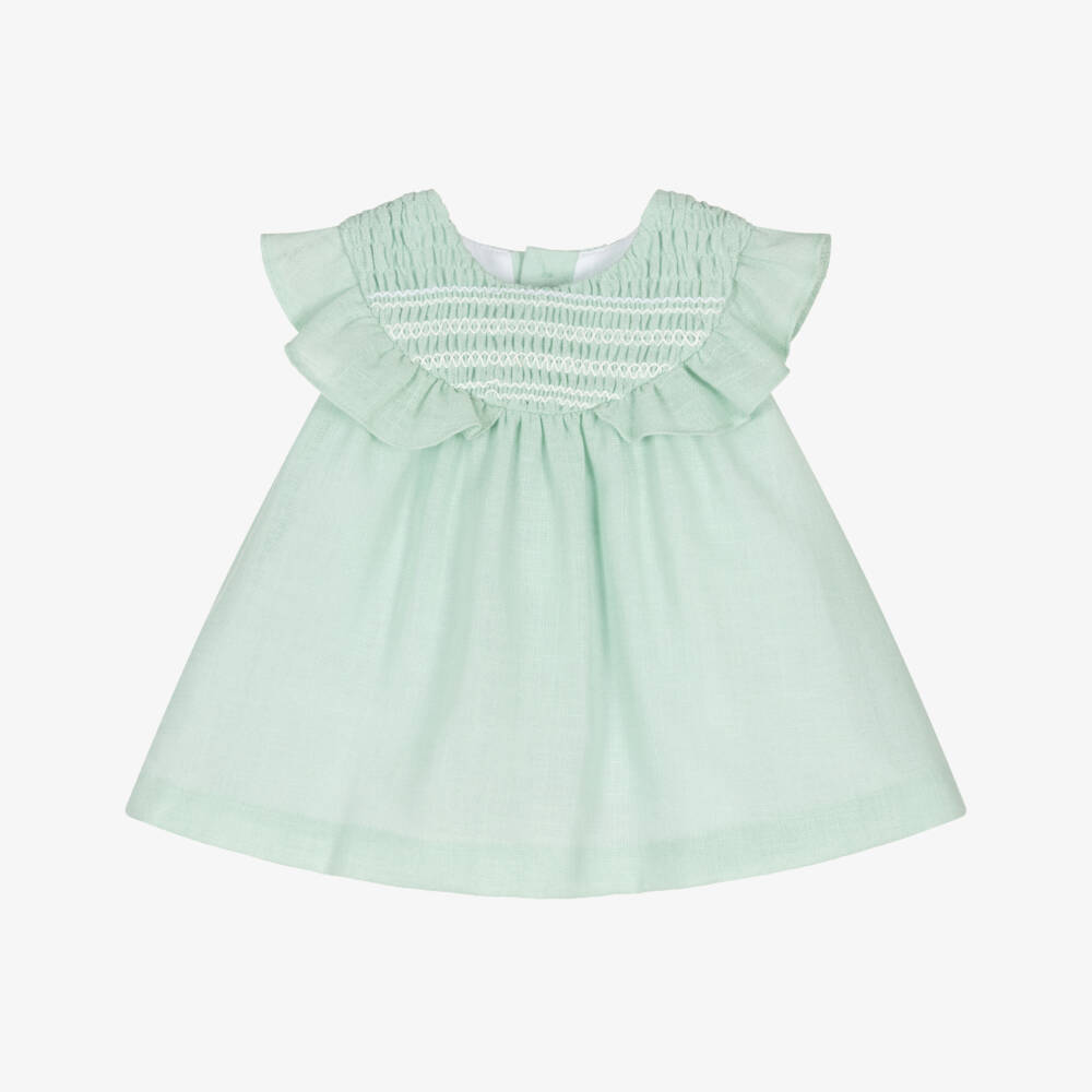 Mayoral Newborn-Mint Linen Dress | Childrensalon Outlet