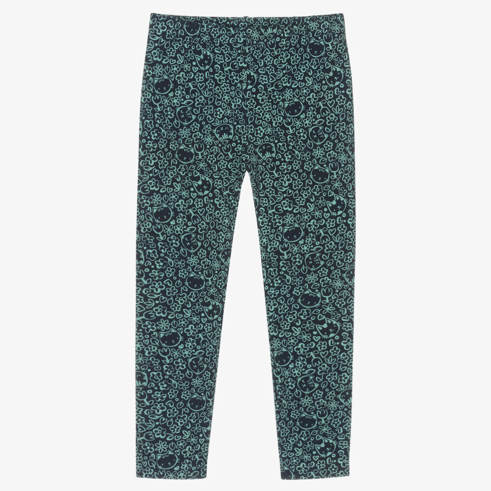 Mayoral - Legging bleu marine en coton Chats | Childrensalon