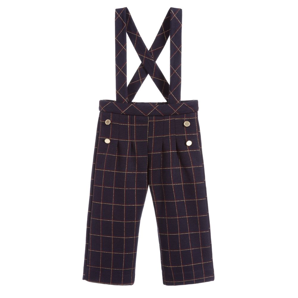 Mayoral - Navy Blue Check Trousers  | Childrensalon