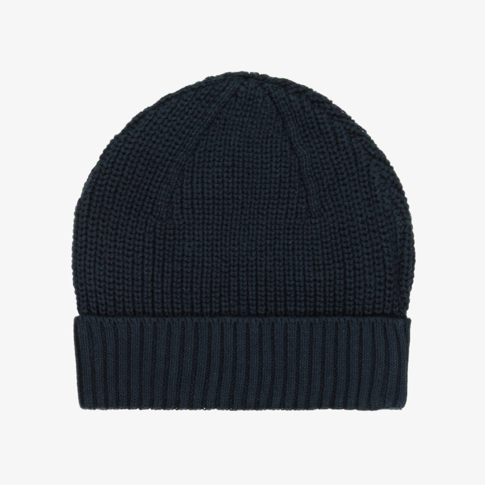 Mayoral-Navy Blue Chunky Knit Cotton Beanie Hat | Childrensalon Outlet