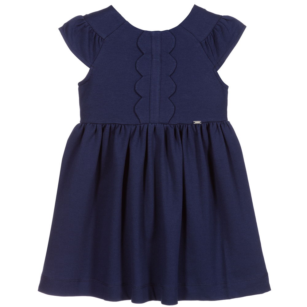 Mayoral - Navy Blue Cotton Jersey Dress | Childrensalon