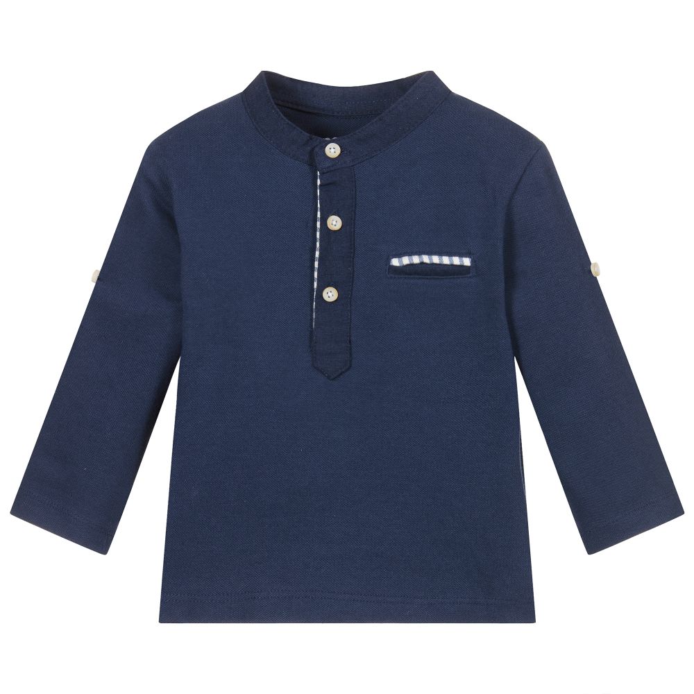 Mayoral-Navy Blue Cotton Piqué Top | Childrensalon Outlet