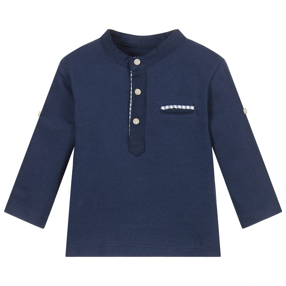 Mayoral - Navy Blue Cotton Piqué Top | Childrensalon